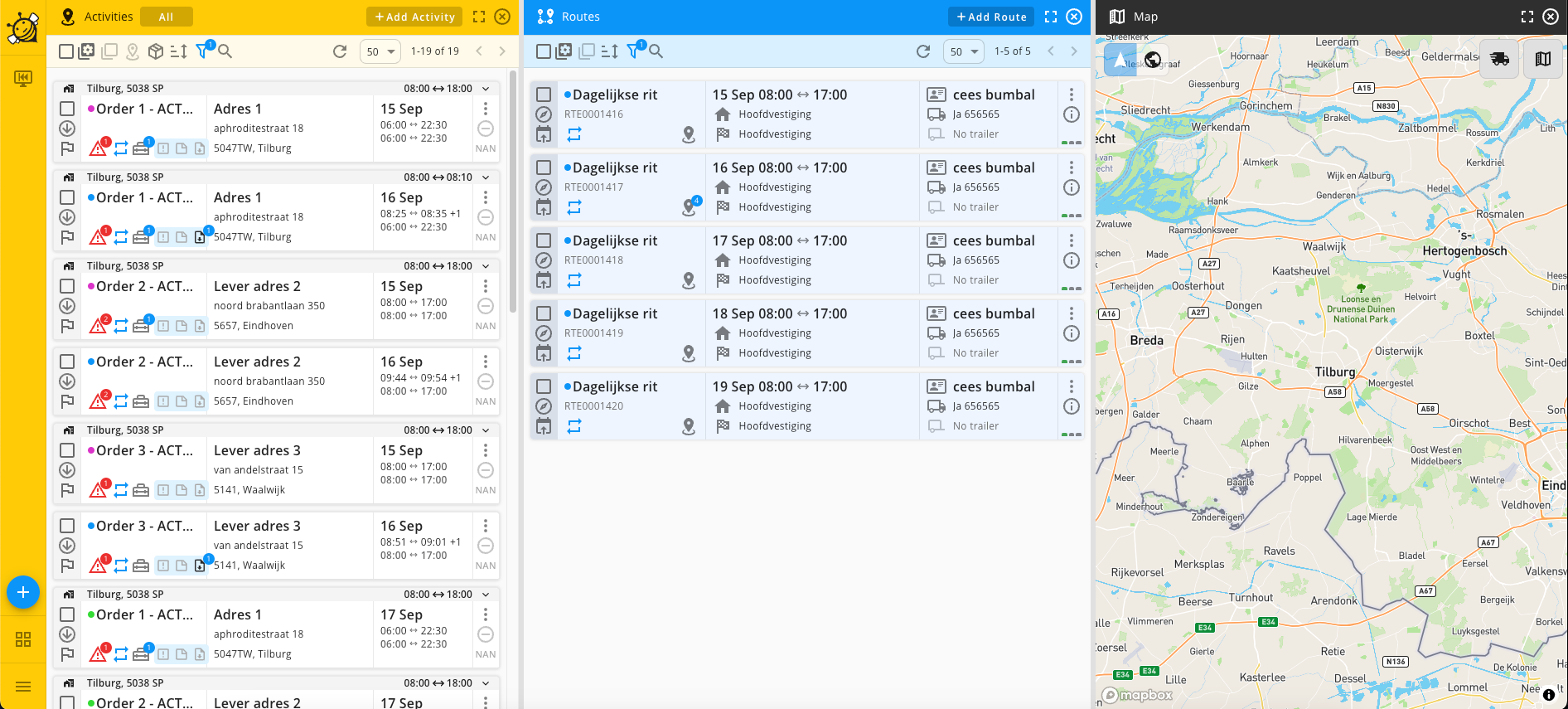 transport, webinterface, planner bezorgsoftware