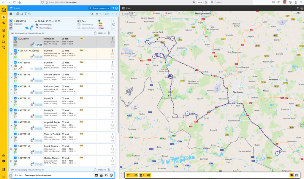 makkelijk transport planning maken met Plansysteem van bumbal voor bezorgen
